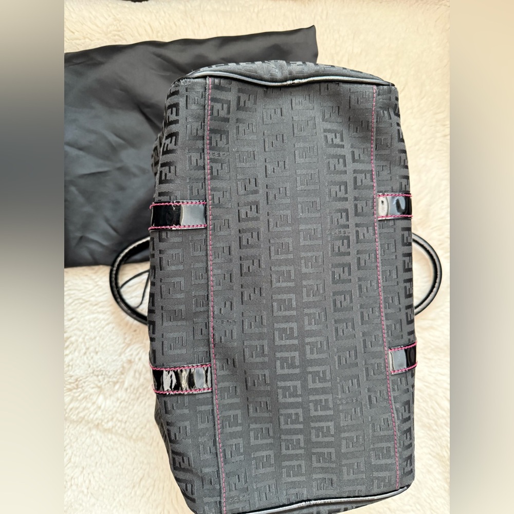 Fendi Monogram Vintage Bauletto Bag Hot Pink GUC Red Lock Key Clochette - Picture 6 of 13